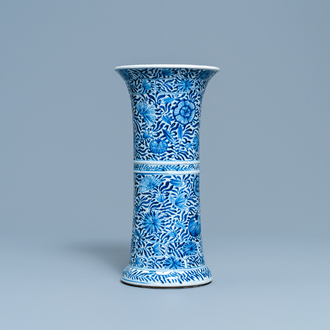 A Chinese blue and white 'flower scroll' vase, Kangxi