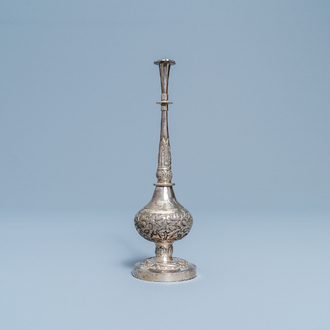 A Chinese inscribed Islamic market silver rosewater sprinkler, 18th C.