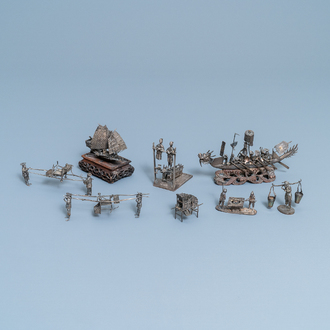 A group of Chinese silver miniatures, 19th C.