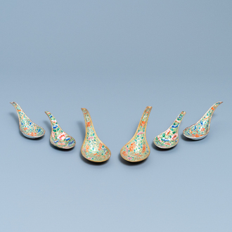 Six Chinese Thai market Lai Nam Thong spoons, 19th C.