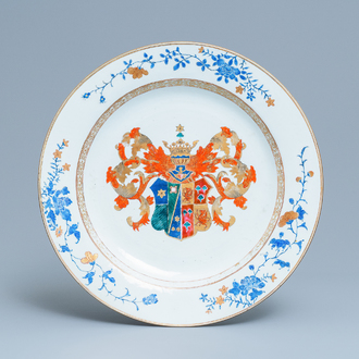 A Chinese famille rose armorial charger for the European market, Yongzheng/Qianlong