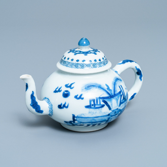 A Chinese blue and white teapot and cover, Jiajing mark, Kangxi
