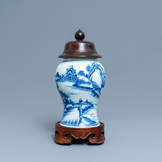 A Chinese blue and white 'landscape' vase, Kangxi