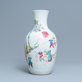 A Chinese famille rose 'warrior' vase, 19th C.