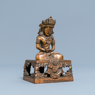 A Chinese gilt bronze figure of Buddha Amitayus, Qianlong, dated 1770