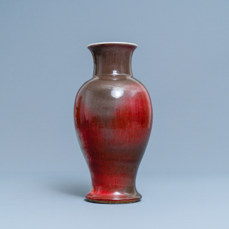 A Chinese three-colour flambé-glazed vase, 19th C.