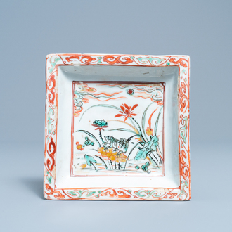 A Chinese wucai ko-sometsuke square tray with a frog, Tianqi