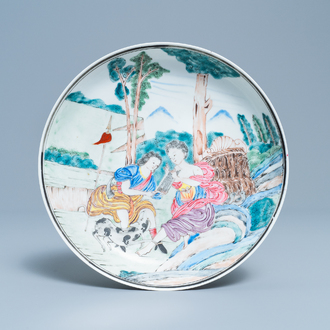 A Chinese famille rose mythological subject plate for the European market, Qianlong