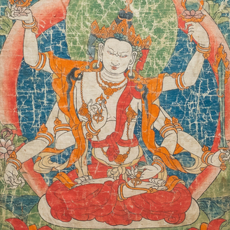 A 'Vasudhara' thangka, Tibet or Nepal, 19th C.