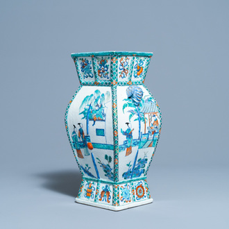 A Chinese doucai vase with elephant handles, Qianlong/Jiaqing