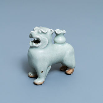 A Chinese qingbai joss stick holder in the shape of a tiger, Ming