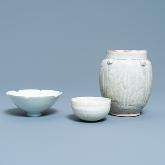 Two Chinese qingbai bowls and an urn, Song