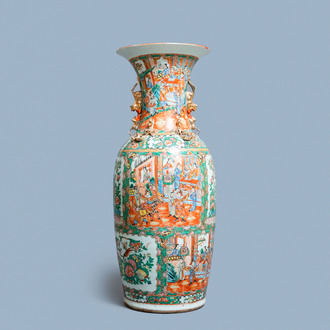 A large Chinese Canton famille rose vase, 19th C.