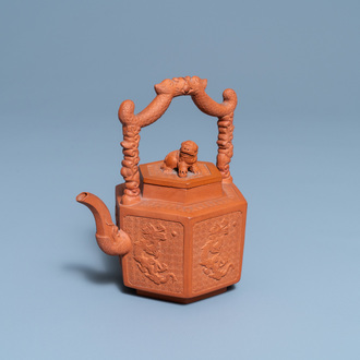 A Chinese Yixing stoneware teapot and cover, Kangxi