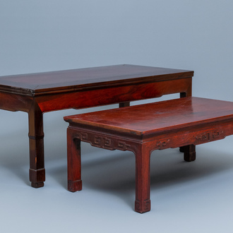 Two Chinese rectangular wooden 'kang' tables, 19/20th C.