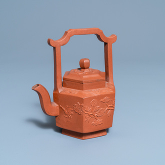 A Chinese Yixing stoneware teapot and cover, Kangxi