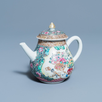 A fine Chinese famille rose teapot and cover, Yongzheng