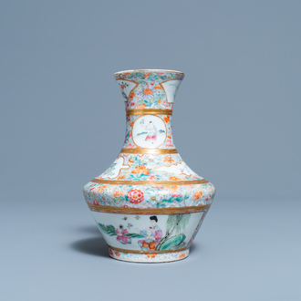 A Chinese famille rose millefleurs vase, Jingdezhen Catholic Church mark, Republic