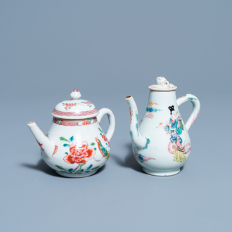 Two Chinese famille rose teapots and covers, Yongzheng/Qianlong