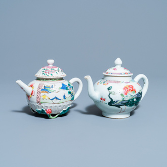 Two Chinese famille rose teapots and covers, Yongzheng/Qianlong