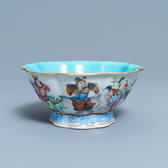 A lobed Chinese famille rose bowl, Tongzhi mark and of the period