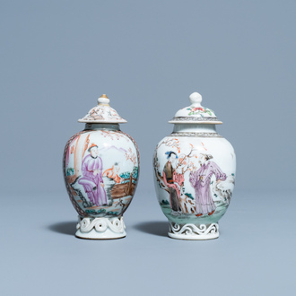 Deux boîtes à thé en porcelaine de Chine famille rose, Yongzheng/Qianlong