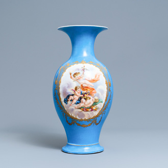 A Sèvres-style blue-ground and gilt vase, probably Samson, Paris, 19th C.