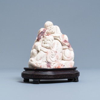 A Chinese Shoushan soapstone 'immortals' group, Jiaqing