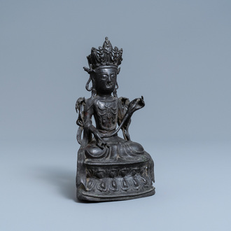 A Chinese bronze figure of Buddha, Ming