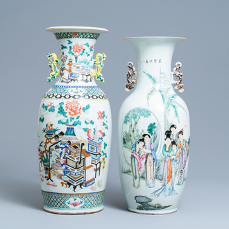 Deux vases en porcelaine de Chine famille rose, 19ème