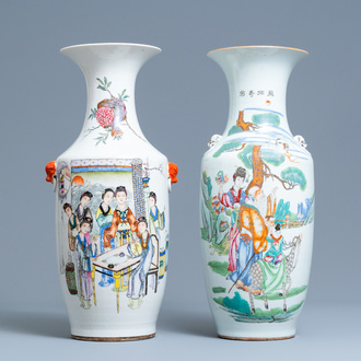 Deux vases en porcelaine de Chine famille rose et qianjiang cai, 19/20ème