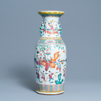 A Chinese famille rose 'playing boys' vase, 19th C.