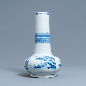 A Chinese blue and white bottle vase, Chenghua mark, Kangxi