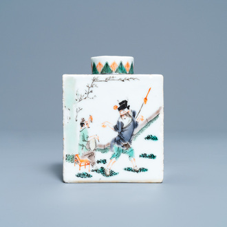 A Chinese famille verte tea caddy, Kangxi