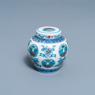 A small Chinese doucai jar and cover, Yongzheng mark, Republic