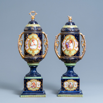 A pair of Sèvres-style vases and covers, prob. Samson, Paris, 19th C.