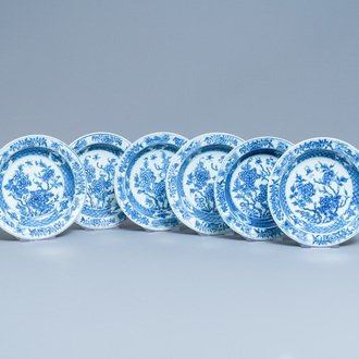 Six Chinese blue and white plates, Yongzheng/Qianlong