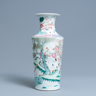 A Chinese famille rose 'horseriders' vase, 19th C.