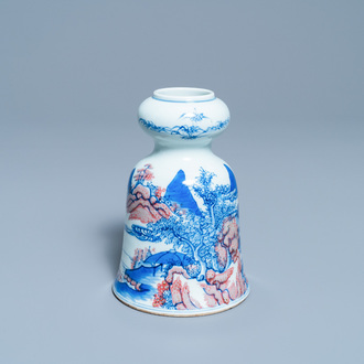 A Chinese blue, white and copper red vase, 19/20th C.