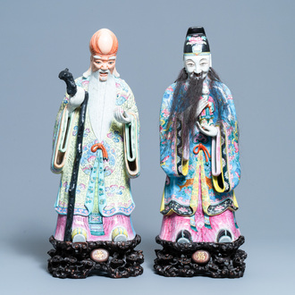 Two tall Chinese famille rose 'Star god' figures, 19th C.