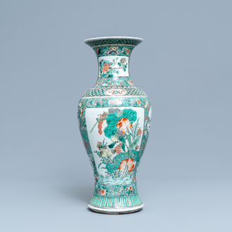 A Chinese famille verte vase, 19th C.