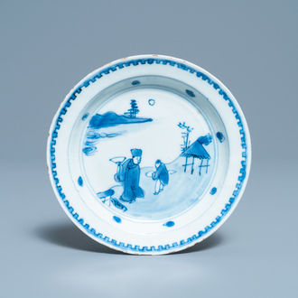 Een Chinese blauw-witte ko-sometsuke schotel voor de Japanse markt, Transitie periode