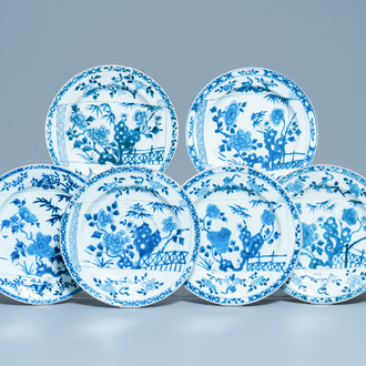 Six Chinese blue and white dishes, Yongzheng/Qianlong