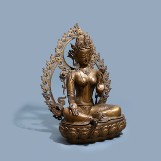 An exceptionally large bronze figure of the White Tara, Nepal, 19th C.