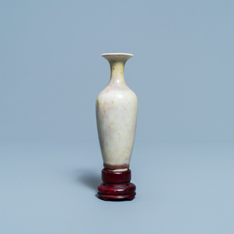 A Chinese monochrome peachbloom-glazed vase, Kangxi mark, Republic