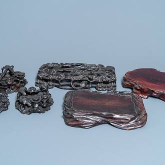 Six Chinese naturalistically carved wooden stands, 19/20th C.