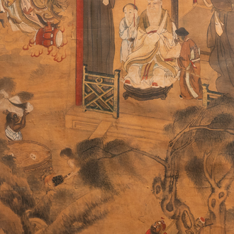 Ecole chinoise, encre et couleurs sur papier, 19ème siècle: 'Le roi de l'enfer'