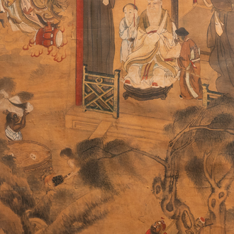 Chinese school, ink and colour on paper, 19th C.: 'The king of hell'