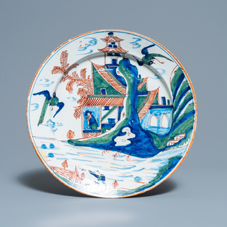 A Dutch Delft cashmere palette dish, 18th C.