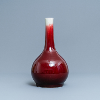 A Chinese monochrome langyao-glazed bottle vase, Qianlong